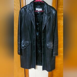 Valerie Stevens Black Leather Trench Coat